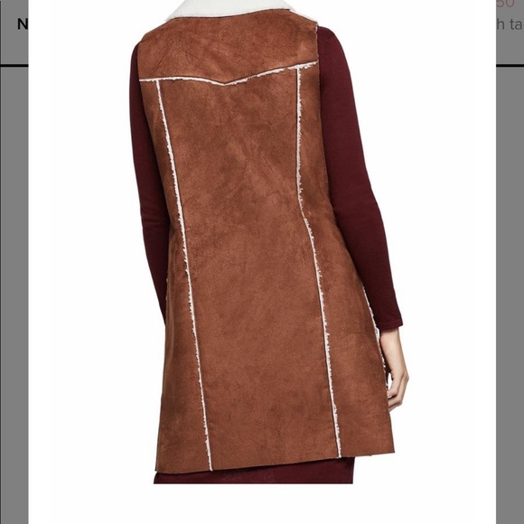 NWT BCBG Faux Shearling Long Vest - Picture 2 of 8